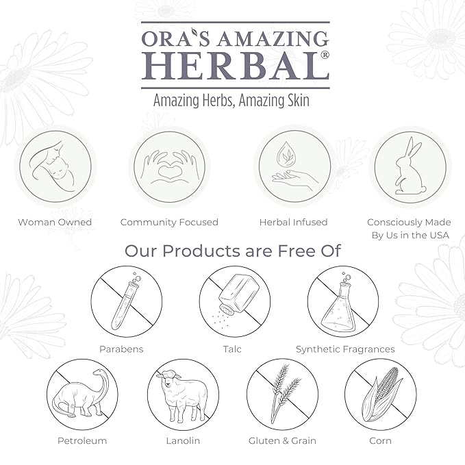 Ora's Amazing Herbal Natural Body Powder and Oil Set, Dusting Powder, Body Oil, No Talc, Corn, Grain, Gluten, Clean Scent 2.5 oz with Travel Size Clean Scent Oil 2 oz