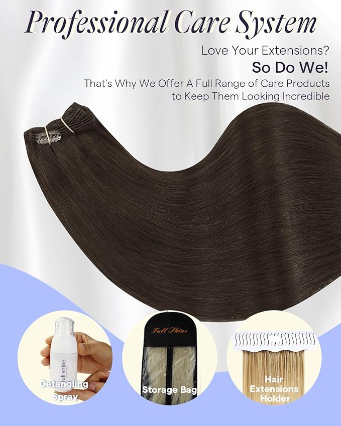 Full Shine Hair Extensions Clip ins Dark Brown Human Hair Clip in Extensions Extra Volume Thick Clip in Human Hair Extensions Brown Hair Clip ins 7 Pcs 16 Inch