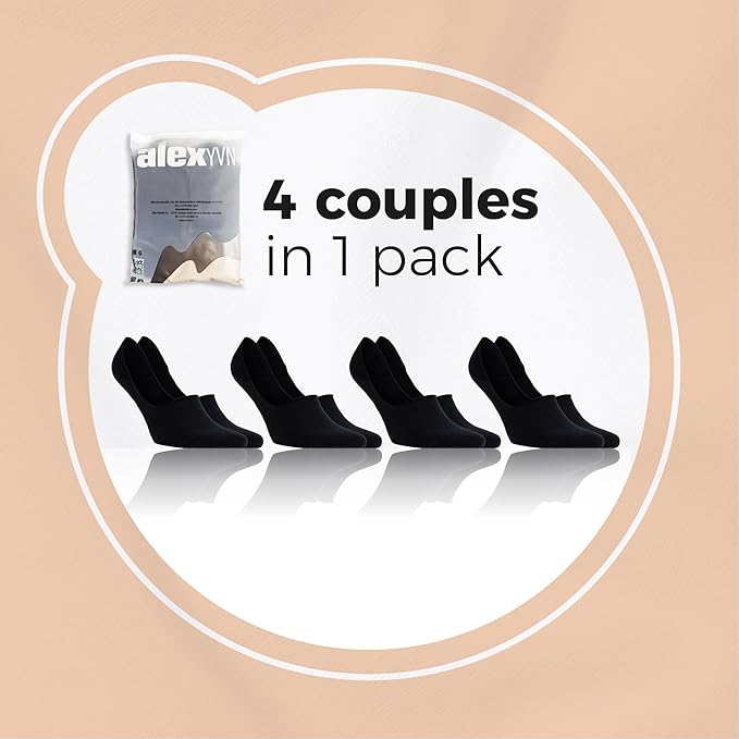 Cotton Socks with SEAMLESS TOE & SOFT AND LIGHTWEIGHT - ANTI-SLIP CUFF for Men and Women Moisture-Wicking - 4 Pack