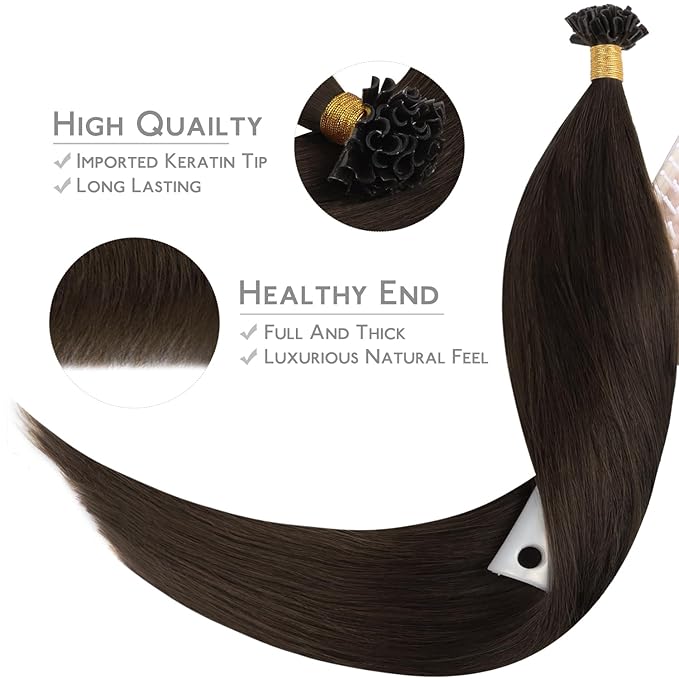 WENNALIFE U Tip Hair Extensions Real Human Hair, 50g 50s 22 Inch Light Dark Brown Remy Hair K Tip Invisible Straight Keratin Bond Hot Fusion Hair