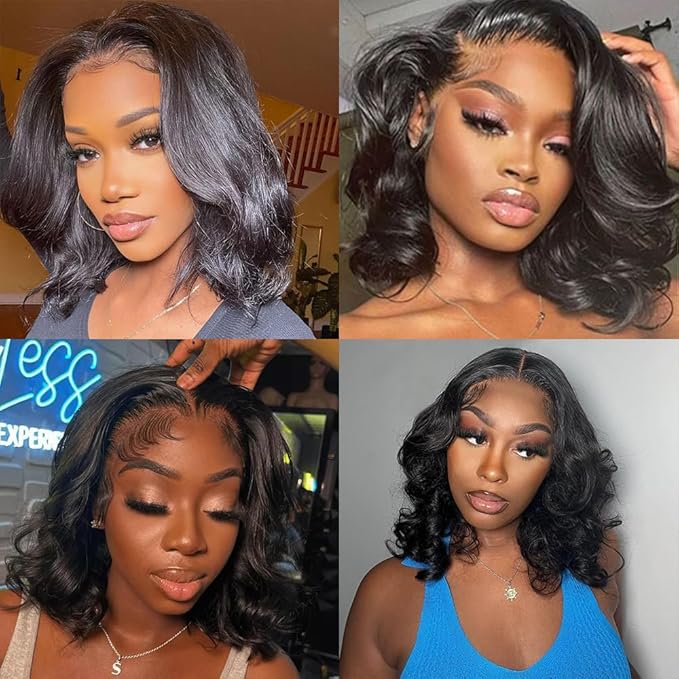 13x4 Lace Front Wigs Human Hair Pre Plucked Real Virgin Human Hair Wig Invisilbe Hairline 200 Density Body Wave HD Lace Frontal Wigs 3X Longer Lifespan 16 Inch