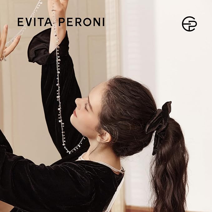 Evita Peroni Winter Velvet Scrunchie - Triangle Hair Scrunchies for Women - Soft Stretchy Hair Ties - Elegant Hair Accessories with Luxe Gift Box (Brown)