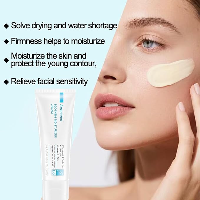 Smoothing Face Moisturizer Cream with Niacinamide, Hyaluronic Acid & Shea Butter, Daily Hydrating Cream for Dry & Sensitive Skin, 2.8 oz