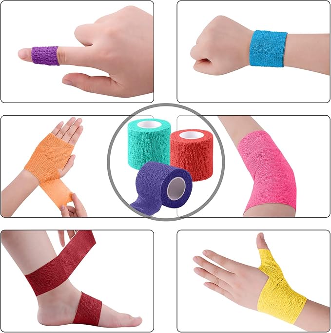 BQTQ 108 Rolls Self Adhesive Bandage 2 Inch Colored Self Stick Athletic Wrap Tape Self Adherent Stretch Bandages for Wrist Ankle Swelling Sprains (Rich Color)