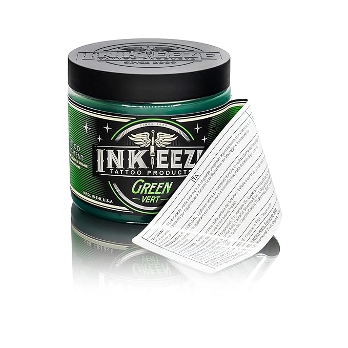 INK-EEZE Green Tattoo Ointment Bundle 2-Pack, For Artists and Aftercare, Vegan, Cruelty Free, Made in USA, 2-Pack 16oz Jars
