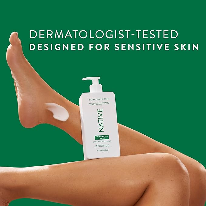 Native Body Lotion Contains Naturally Derived Plant-Based Moisturizers for Women and Men | Restores Dry Skin, Eucalyptus & Mint, 16.5 fl oz