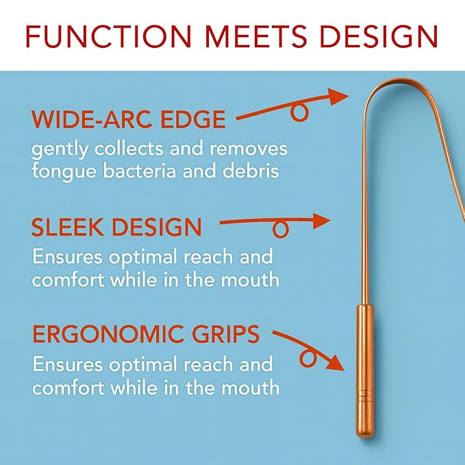 Tongue Scraper • 100% Copper (2 Pack) Premium Tongue Cleaner • Improve Oral Health • Ayurvedic Cleaning Tool