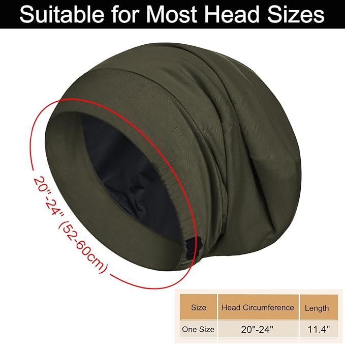 Sleep Cap Bonnet for Sleeping, Adjustable Cooling Ice Silk Lined Hair Bonnets for Natural Curly Braids Beanie Hat Women Men