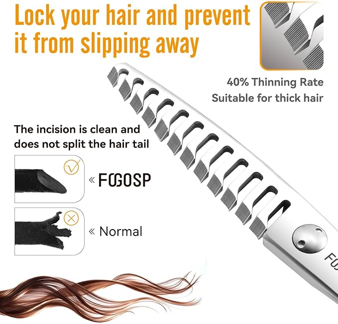 Left Handed Hair Thinning Scissors 6” Professional Barber Scissor Japan VG10 CNC Ultra-Precise Cuts Sharp Blades 12 Teeth Thinner Hair Shears for Women & Men with Thick Hair 40% Thinning Rate