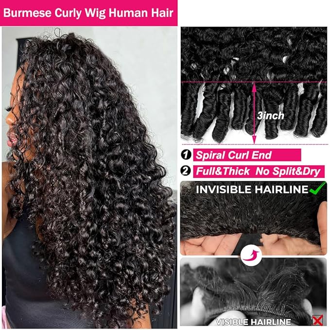 Half Wig Human Hair 200 Density Headband Wig for Black Women Afro Burmese Curly Glueless Wigs Human Hair with Drawstring 3 In 1 Flip Over Half Wigs Natural Black Color 22 Inch