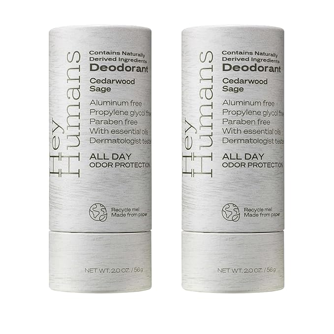 Hey Humans Deodorant, Aluminum Free Deodorant for Women and Men, Contains Naturally Derived Ingredients, All Day Odor Control, Refreshing Deodorant Essential Oils, Cedarwood Sage