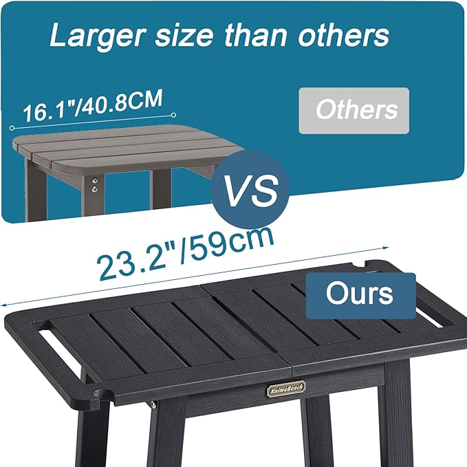 HDPS Shower Benches, Black Shower Stool for Shaving Legs with Shelf, Waterproof Bathroom Chair Seat, Weather Resistant/Non-Slip/Handles/Indoor or Outdoor Use