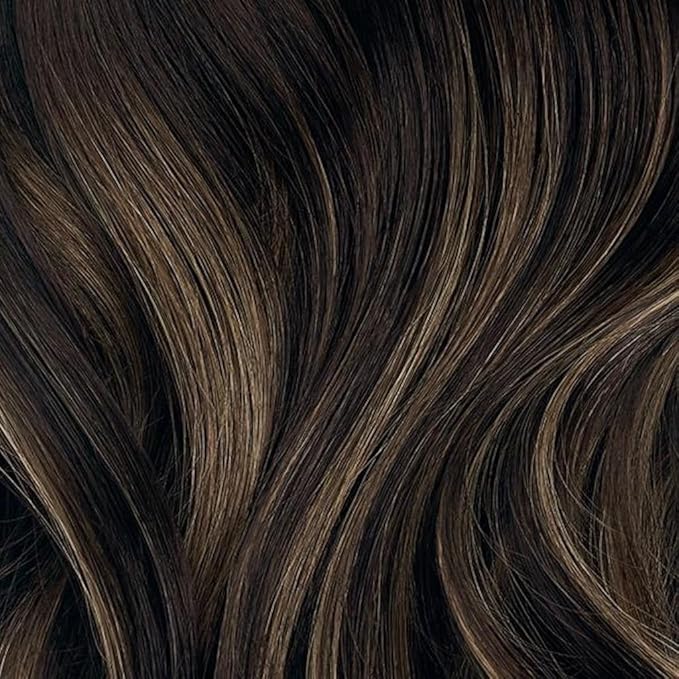 Luxy 100% Remy Human Hair Extensions for Thin Hair Thinning Hair Fill-Ins – 6 Seamless Wefts Multi-Dimensional Color Blend - Natural-Looking Volume & Coverage 50 grams 12" Mocha Bronde Balayage
