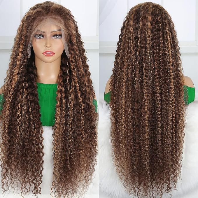 26inch Highlight Ombre Lace Front Wigs Human Hair 13x6 Deep Wave Wig Hd Lace Frontal Wig Honey Blonde Wig Pre Plucked For Women