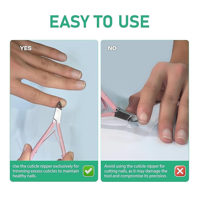 Professional Cuticle Trimmer with Cuticle Pusher Nail Cuticle Remover Nipper Silver Stainless Steel Sharp Blades Manicure Tools with Double Spring Nail Care Pedicure Nail Tools Home Spa (Rose)