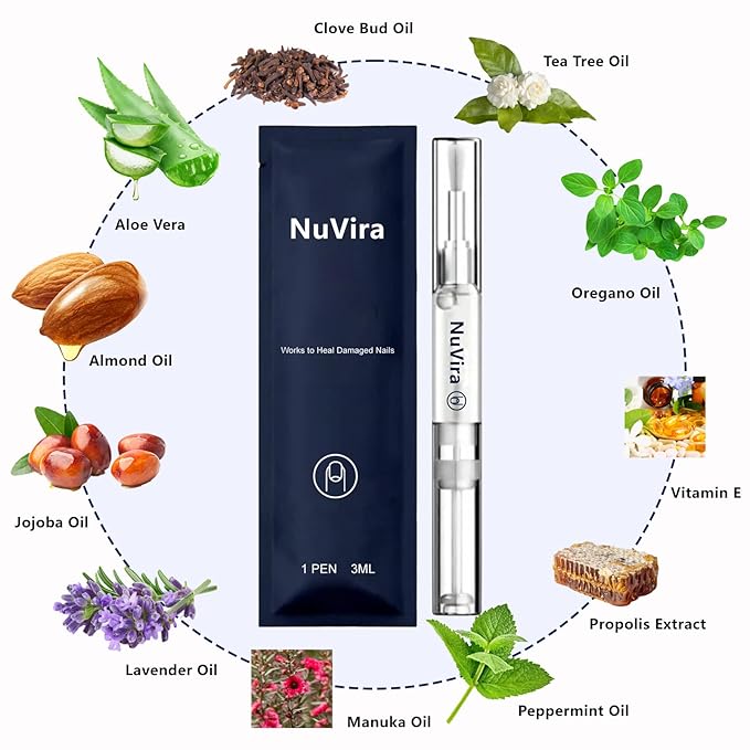 Nuvira Nail Fungus Pen – with Tea tree oil and clove oil for Foot & Nail Care – Effectively repair discolored, damaged, and thickened toenails, Suitable for daily care (3pcs)