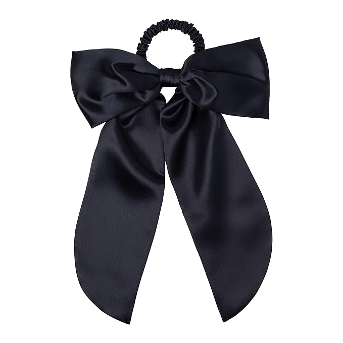 Slip Pure Silk Hair Bow – Black – Oversized Mulberry Silk Bow with Built-In Hair Tie – Reduces Breakage, Creases & Frizz – Luxurious Hair Accessory