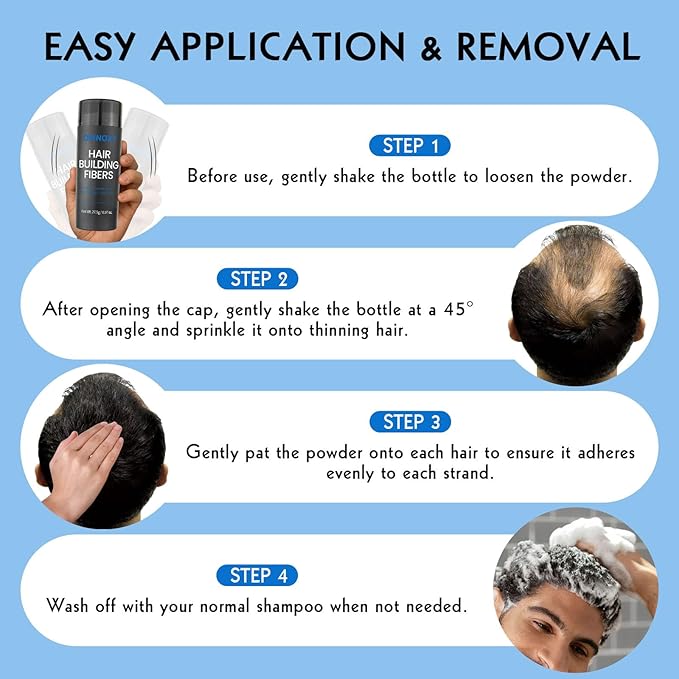Hair Fibers for Thinning Hair - Hair Building Fibers for the Appearance of Thicker, Fuller Hair, Hair Thickening Fibers for Men and Women - Easy to Apply & Remove, 27.5g/ 0.97oz (Medium Blonde)