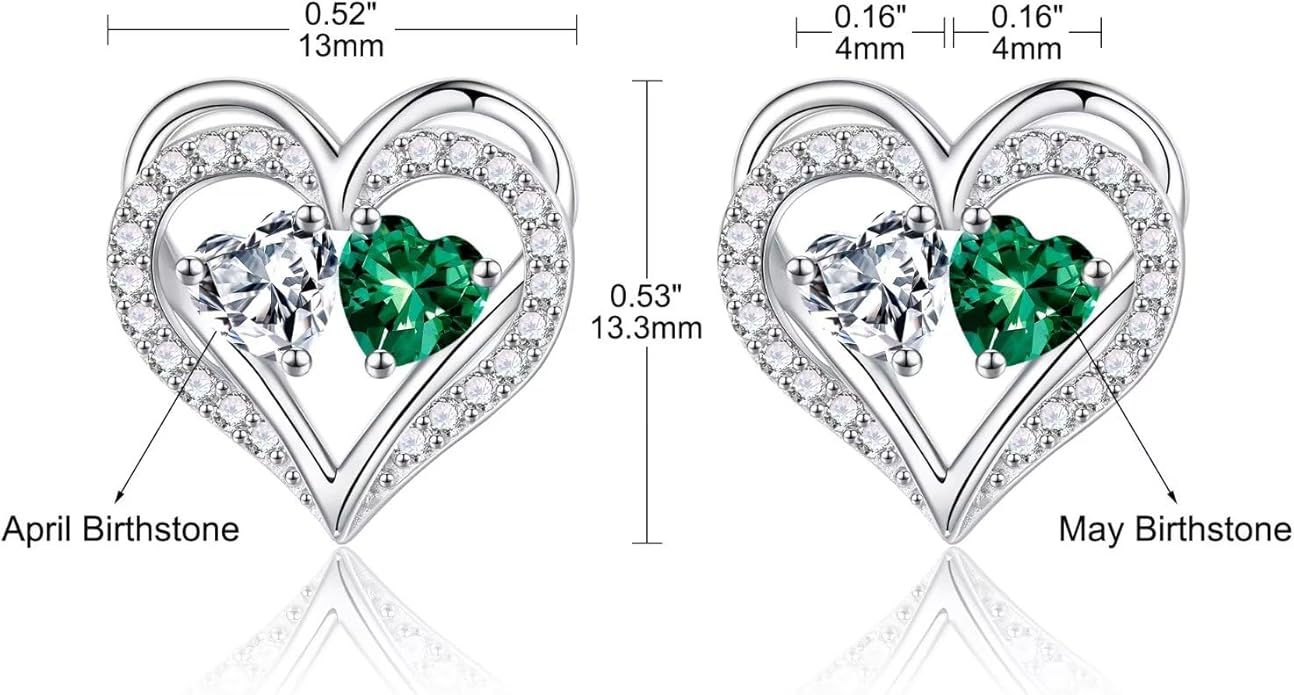 Iefil Christmas Gifts for Women Wife - 925 Sterling Silver Birthstone Earrings, Anniversary Birthday Gifts for Women Wife Girlfriend Mom