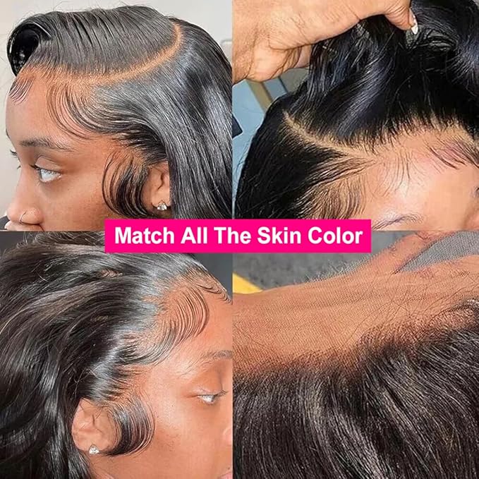 BELE 13x6 Full Lace Front Wigs Human Hair HD Transparent Body Wave Lace Front Wigs Human Hair Pre Plucked Bleached Tiny Knots Full Lace Frontal Wig Upgraded 14A 180 Density Natural Black 30 Inch