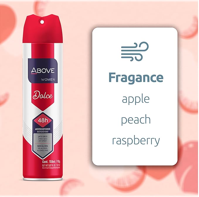 ABOVE 48 Hours Antiperspirant Deodorant, Dolce Vita, 3.17 oz - Dry Spray Deodorant for Women - Notes of Apples and Berries - Antiperspirant Spray