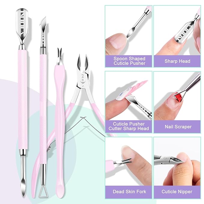 NXJ INFILILA Cuticle Kit, Manicure Kit for Women Cuticle Remover Liquid Cuticle Softener 3.38 oz, Cuticle Trimmer Cuticle Pusher, Cuticle Oil, 200PCS Nail Wipes with Nail Wipes, Gifts for Nail Care