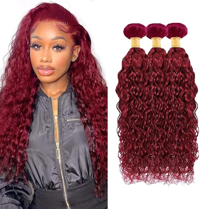 28 30 32 inch Burgundy Bundles Human Hair 99j Water Wave Bundles Red Human Hair Bundle Burgundy Water Wave Bundle
