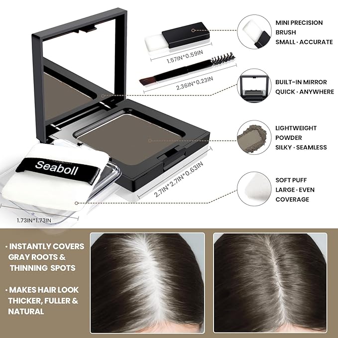 Root Touch Up Hair Color Powder-0.42oz Instant Hairline Scalp Concealer Shadow Powder for Gray Hair Coverage, Hair Fillers for Thinning Hair Bald Spot Cover Up, Women & Men-Medium Brown