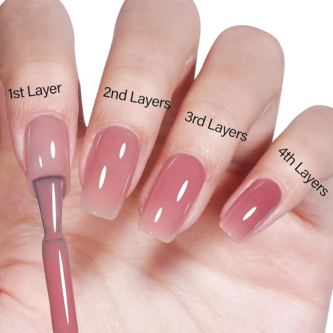 AILLSA Crystal Rose Nude Gel Polish Soft Red Jelly Gels Nail Polish Nude Pink Translucent Nail Polish Neutral Color Soak Off U V Sheer Gel Nails for Nail Salon at Home 0.51 Fl Oz
