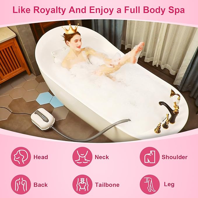 Portable Spa Bubble Bath Massager,Full Body Waterproof Spa Mat for Bathtub, 6-Speed Bubbles, Remote Control & Non-Slip Suction Cups for Home Relaxation (Blue)