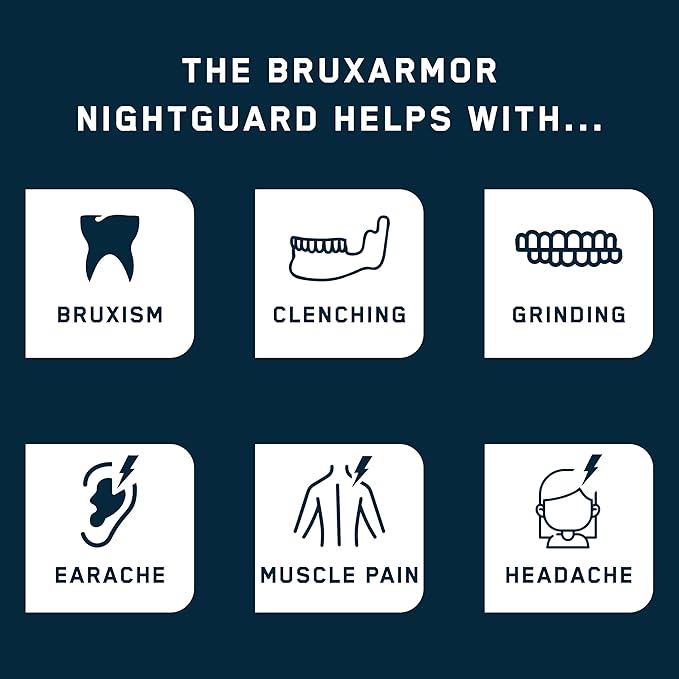 BruxArmor Nightguard - Bruxism Mouth Guard for Bruxism Relief and Grinding Relief, Professional Custom Fit Brux Night Guard, 2 Pack (Navy)