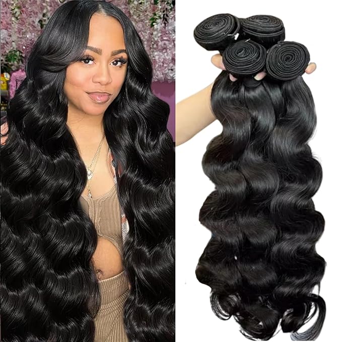 12A Human Hair Bundles 22 22 24 24 Inch Body Wave 100% Unprocessed Hair 4 Bundles Deals Extensions Quick Weave Human Hair Natural Black Color