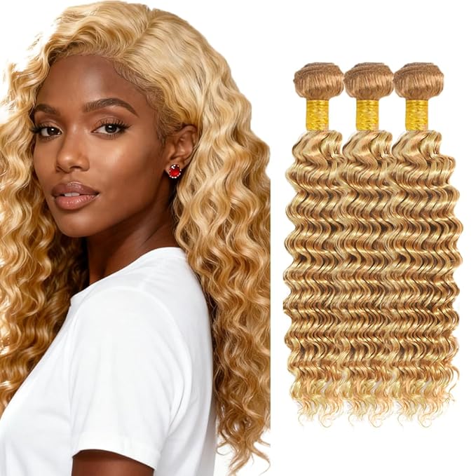 22 24 26 inch Blonde Bundles Human Hair 613 Bundles P27613 Deep Wave Bundle 613 Wet and Wavy Bundle Human Hair 150g