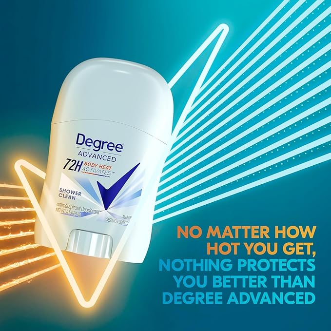 Degree Advanced Antiperspirant Deodorant, Shower Clean 2-Pack – Travel Deodorant for Women, 72H Protection, 0.5 Oz Ea