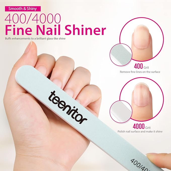 Teenitor Nail Gel Remover Tools Kit with Nail Remover Clips, Nail Remover Pads, Nail Brushes, Nail File Buffer, Cuticle Peeler Black