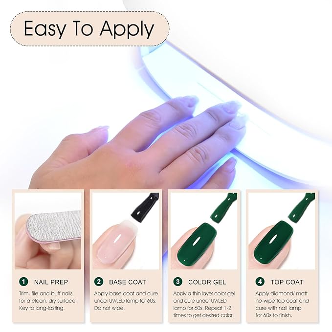 Venalisa Green Gel Nail Polish - Emerald Dark Green Color, 1 Pcs, Soak Off UV Gel DIY at Home Manicure Salon Nail Art