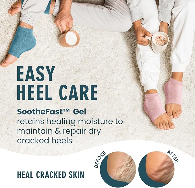 Dr. Frederick's Original Moisturizing Fuzzy Heel Socks for Dry Cracked Heels Treatment - Infused with Olive Oil, Jojoba Oil and Vitamin E - 2 Pairs - Stocking Stuffers for Adults - Teal Tranquility