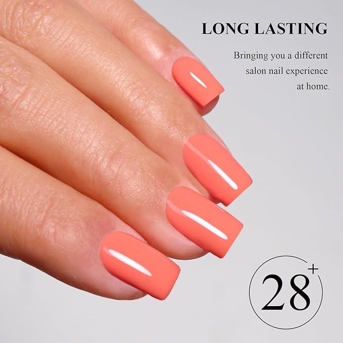 Imtiti Coral Gel Nail Polish, 1Pcs Coral Orange Soak Off UV LED Gel Polish, Long Lasting, Nail Art Manicure Salon DIY at Home for Spring and Summer (0.34 Fl Oz-955)
