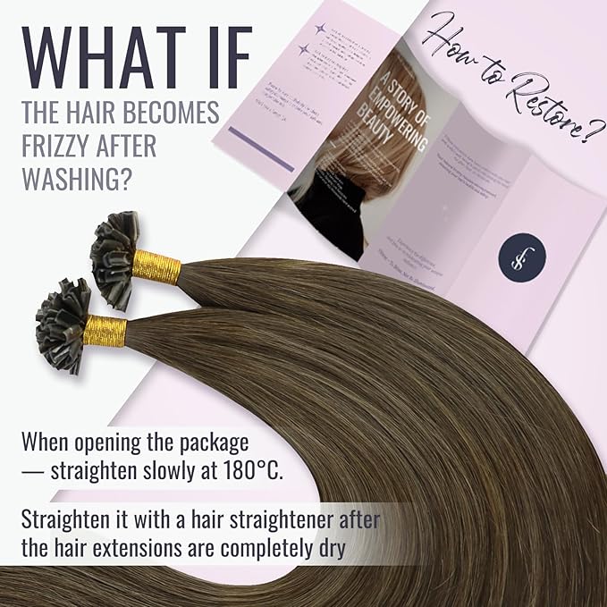 Fshine U Tip Hair Extensions Human Hair Balayage Darkest Brown to Chestnut Brown an Dark Brown Keratin Bonded Hair Extension 14 Inch 40 Grams Hot Fusion Real Human Hair Extensions for Short Hair