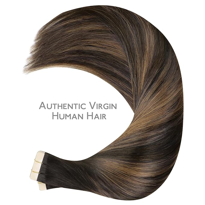 WENNALIFE Tape in Hair Extensions Human Hair, 40pcs 100g 22 inch Balayage Dark Brown Mixed Chestnut Brown Hair Extensions Real Human Hair Straight Tape in Extensions Invisible Human Hair Extensions