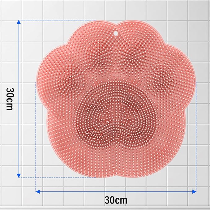 Shower Foot Scrubber Mat with Non-Slip Suction Cups,Foot Backs Cleaning Pad Back Washer Exfoliating Bath Wash Pad,Foot Scrubber in Shower Men & Women (Grey)