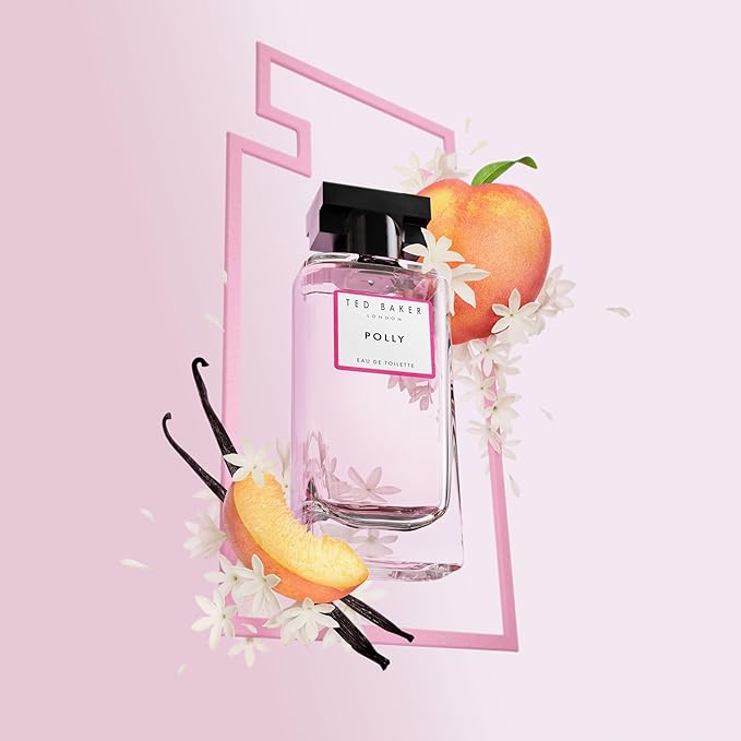 Ted Baker Floret Polly EDT, peach and mandarin top notes with jasmine and honeysuckle base notes, glass bottle, Polly fragrance, 1.69 fl oz