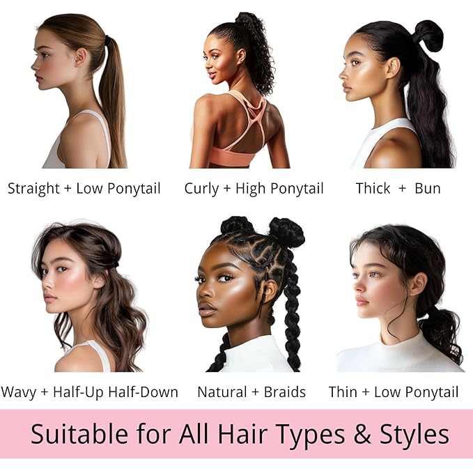 LuSeren 120 Pcs No Damage Hair Ties for Thick Hair, Large Soft Seamless Nylon Hair Elastics for Women, Ponytail Holders, Hair Accessories – Neutral Colors