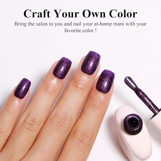 Imtiti Glitter Gel Nail Polish, Purple Gel Polish Sparkle Purple Soak Off UV LED Gel Polish, Long Lasting, Nail Art Starter Manicure Salon DIY at Home for Women (0.34 Fl Oz-1929)