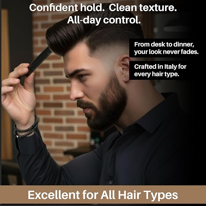 Sculpt Paste Hair Wax for Men, Water-Based Hair Wax Stick for Strong Hold Hairstyles and Dry Matte Finish Hair, Alternative to Hair Gel Stick, Alcohol Free, Made in Italy, 100 ml