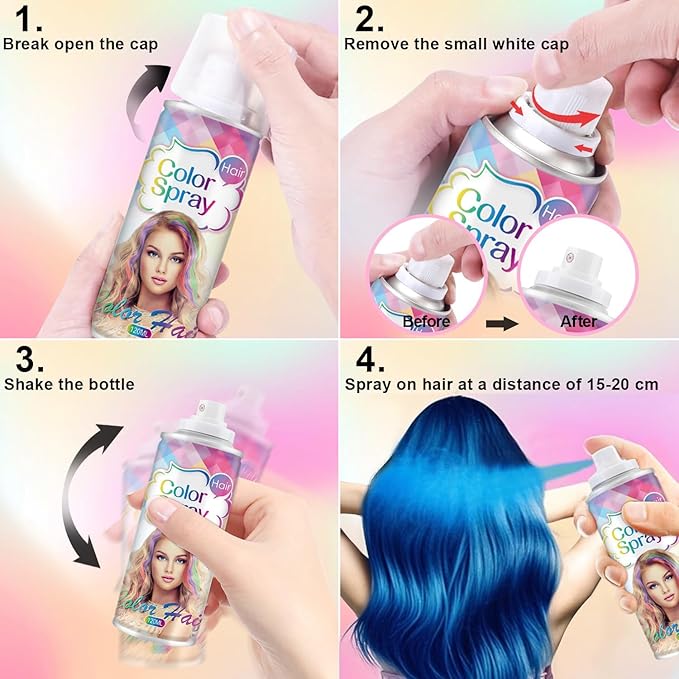 Temporary Hair Color Spray for Women and Girls, Temporary Hair Color Wax, Natural Hair Coloring Strong Style Gel Cream Hair Dye Spray for Halloween, DIY, Cosplay, Party (Blue, Large)