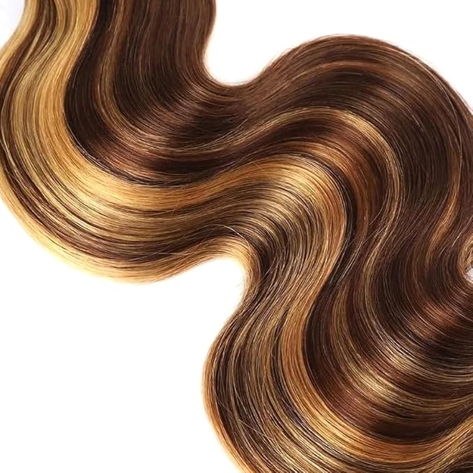 26 28 30 inch WuvuSnm P427 Human Hair Bundles Highlight Body Wave Bundles Dark Brown Human Hair Bundle 150g