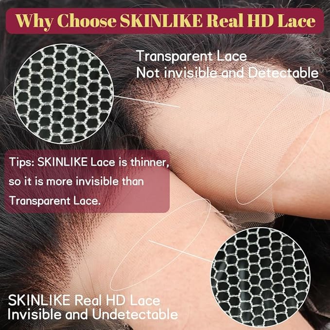 250 Density 13x6 SKINLIKE Real HD Lace Front Wigs Human hair 0.10mm Ultra-thin Invisible HD Lace Front Wigs Straight Lace Front Wigs Pre Plucked for Women 32 Inch
