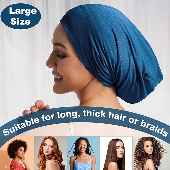 Sleep Cap Bonnet for Sleeping Black Women Men, Adjustable Cooling Lining Bonnets for Curly Hair Wrap Braids Beanie Night Hat