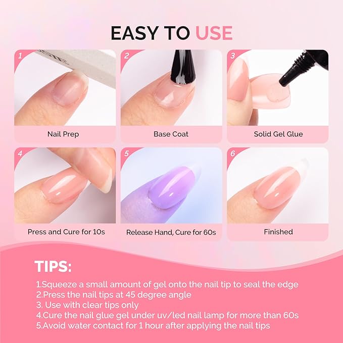 MelodySusie 2Pcs*20g Solid Nail Glue Gel, Super Strong&Long Lasting Soft Gel Nail Tips Glue for Acrylic Fake Nails, 3D Christmas Nail Art,Nail Gem,Soak off UV&LED Lamp Needed,Christmas Home DIY&Salon